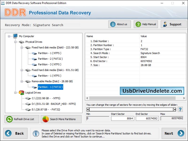 Screenshot of Data Undelete Software