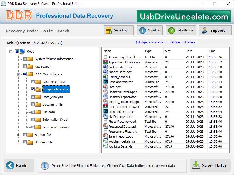 Screenshot of Undelete USB Drive