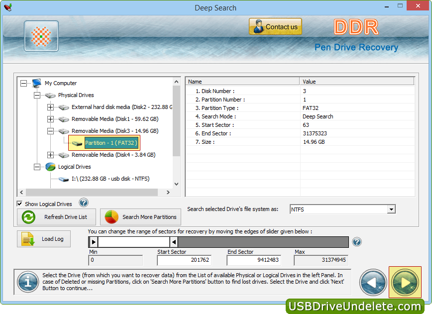 Data Undelete Software for USB Drive Screenshot